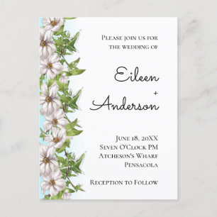 Carte postale de mariage à l'aquarelle florale pas