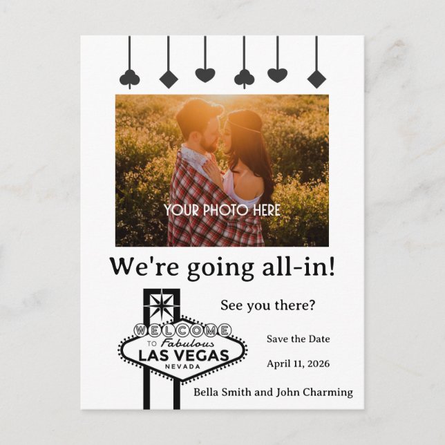 Carte postale de mariage à Las Vegas "Sauver la da (Devant)