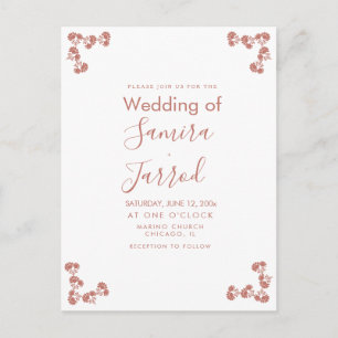 Carte postale de mariage à motif floral moderne ne