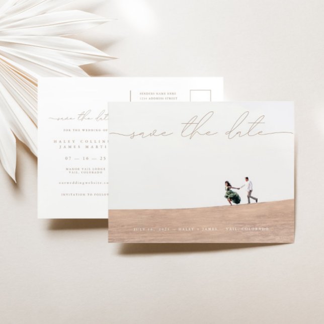 Carte postale de mariage à photo de script moderne (Créateur téléchargé)