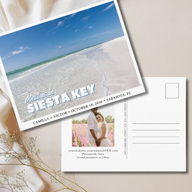 Carte postale de mariage à Siesta Key en Floride p (Siesta Key Wedding Florida Save the Date Postcard
)