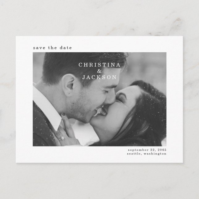 Carte postale de mariage avec photo noir et blanc  (Devant)