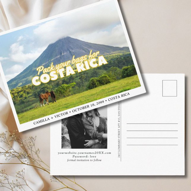 Carte postale de mariage Costa Rica Save the Date (Costa Rica Wedding)