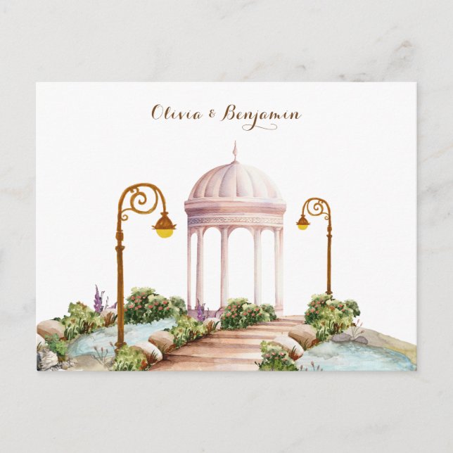 Carte postale de mariage de jardin esthétique (Devant)