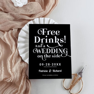 Carte postale de mariage drôle de boissons gratuit