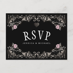 Carte postale de mariage du MENU RSVP Halloween