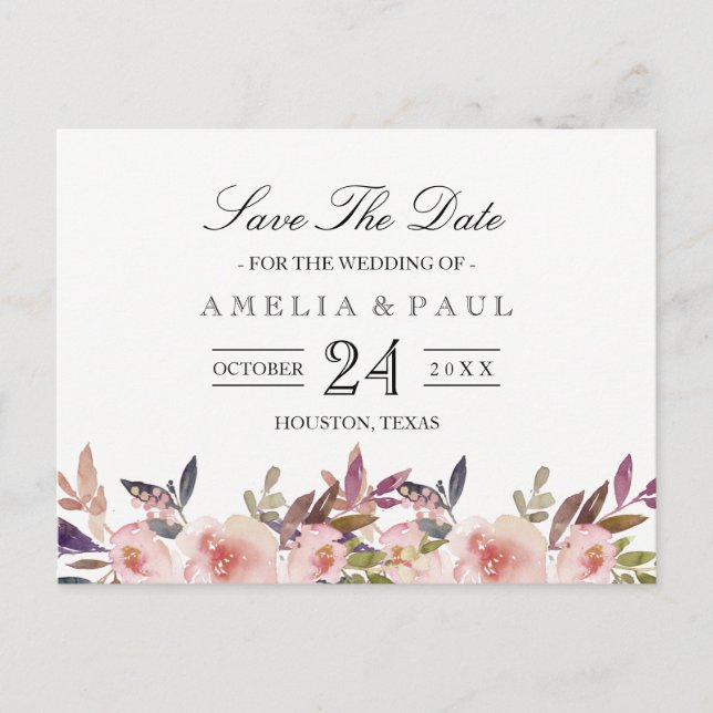 Carte postale de mariage Fleurs de Pivoines Roses  (Devant)