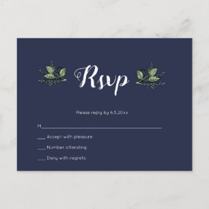 Carte postale de mariage floral de la marine