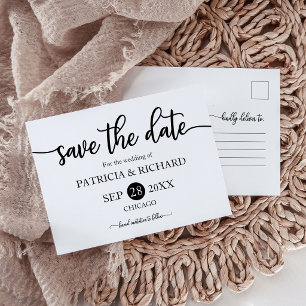 Carte Postale de Mariage Minimaliste Moderne "Save