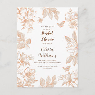 Carte postale de mariage Peach White Floral