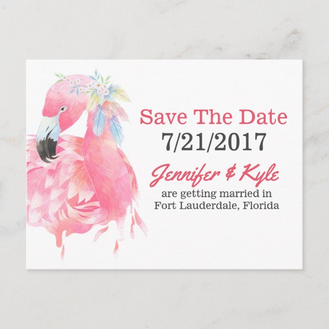 Carte postale de mariage Ping Flamingo Save The Da (Devant)