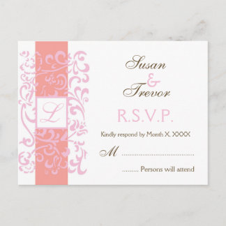 Carte postale de mariage RSVP - Monogram Vine