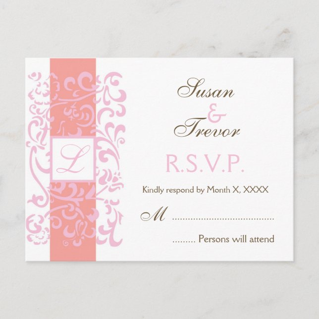 Carte postale de mariage RSVP - Monogram Vine (Devant)