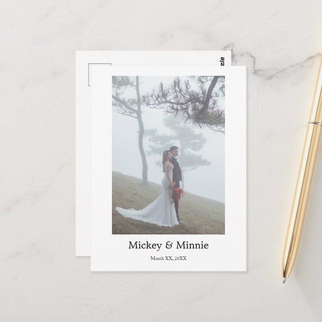 Carte postale de mariage sur mesure à jamais rappe (Devant/Arrière en situation)