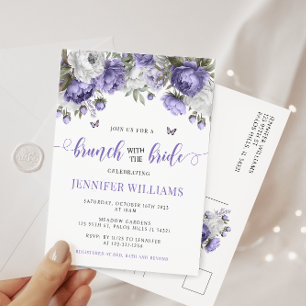 Carte postale de mariage violet lavande pour un br