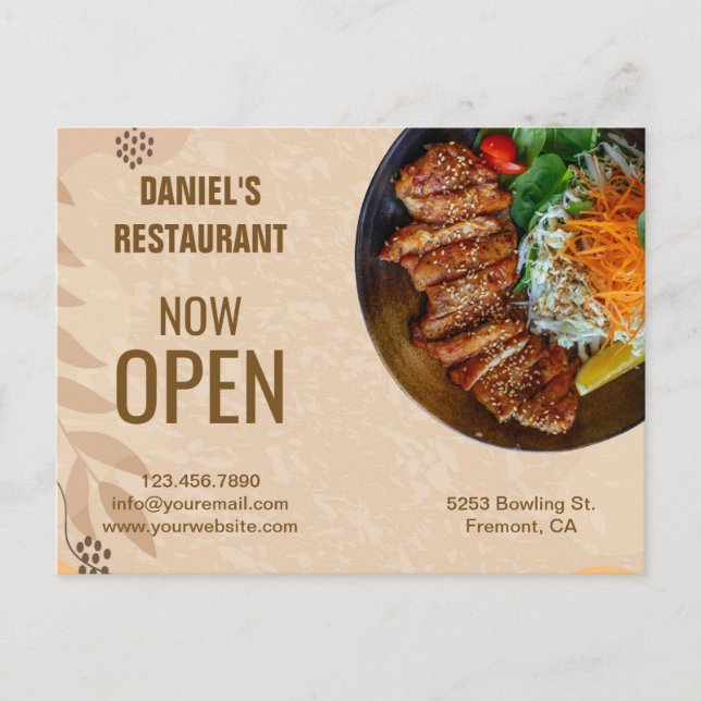Carte postale de marketing pour restaurant Boho (Devant)