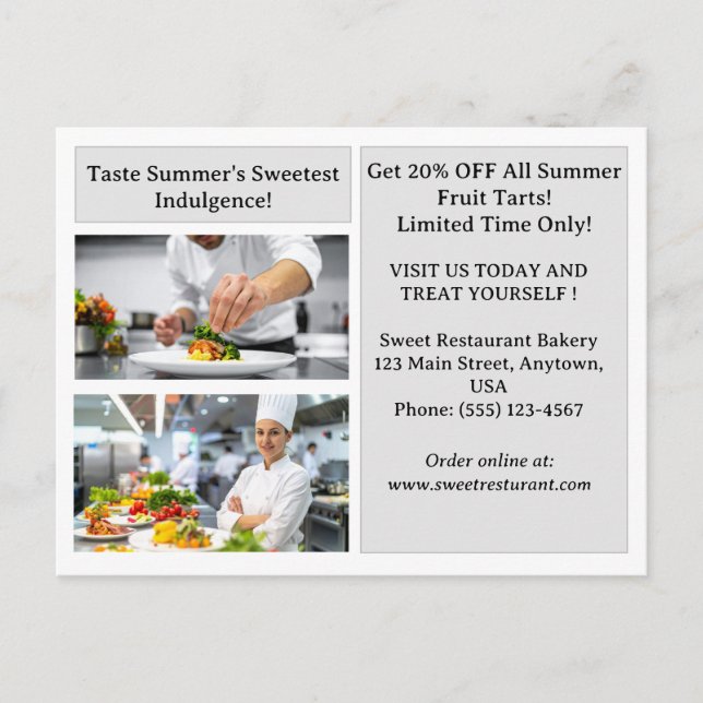 Carte postale de marketing pour restaurant moderne (Devant)