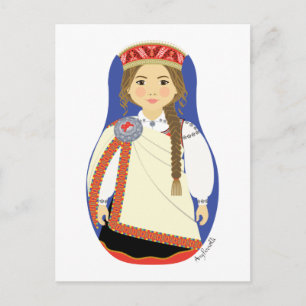 Carte postale de Matriochka lettone brune
