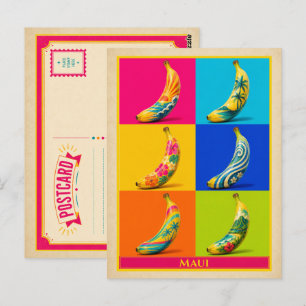 Carte postale de Maui Hawaii Banane Vintage Pop Ar
