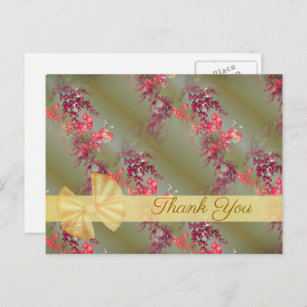 Carte postale de Merci à motifs floraux assez rose