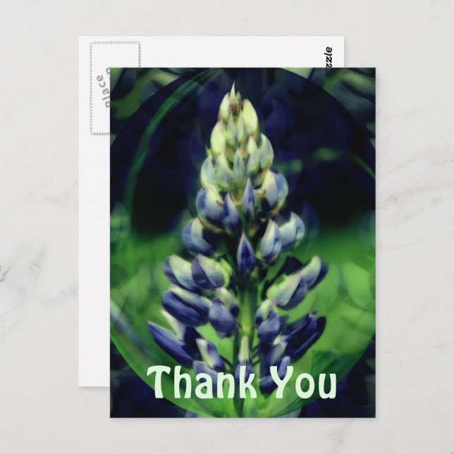 Carte postale de Merci Abstrait bleu Lupine (Devant / Derrière)