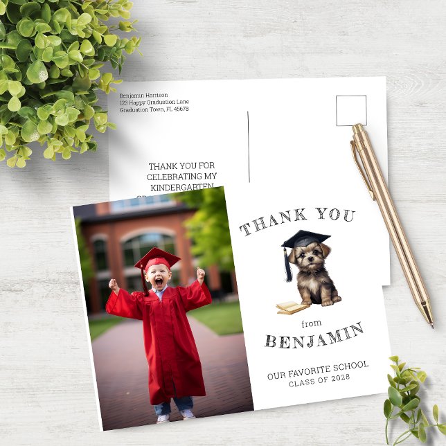 Carte postale de Merci de chiot de jardin d'enfant (Créateur téléchargé)