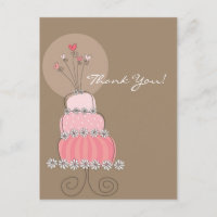 Carte postale de Merci de gâteau rose doux