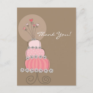 Carte postale de Merci de gâteau rose doux