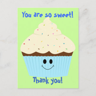 Carte postale de Merci de petit gâteau (bleue)