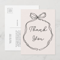 Carte postale de Merci de ruban blanc à main