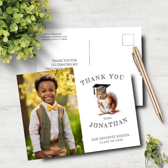 Carte postale de Merci d'écureuil mignonne d'école (Créateur téléchargé)