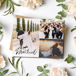 Carte postale de Merci photo de Mariage marié<br><div class="desc">Célébrez les moments de joie de votre union avec notre carte postale Mariage "Just Married" exquise! Cette carte postale magnifiquement conçue est plus qu'un simple gage de gratitude ; c'est un souvenir qui résume la magie de votre journée spéciale. Le recto de la carte postale présente un montage photo, soigneusement...</div>
