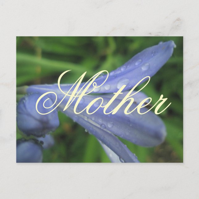 Carte postale de mère élégante fleur bleue (Devant)