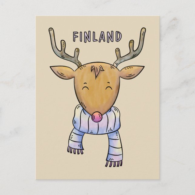 Carte postale de mignonne Finland Reindeer (Devant)