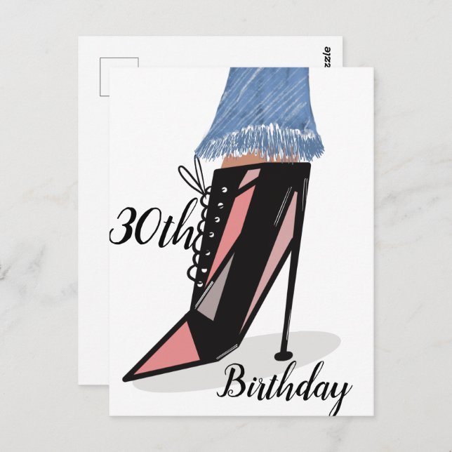 Carte postale de mode femme 30e anniversaire Beaut (Devant / Derrière)