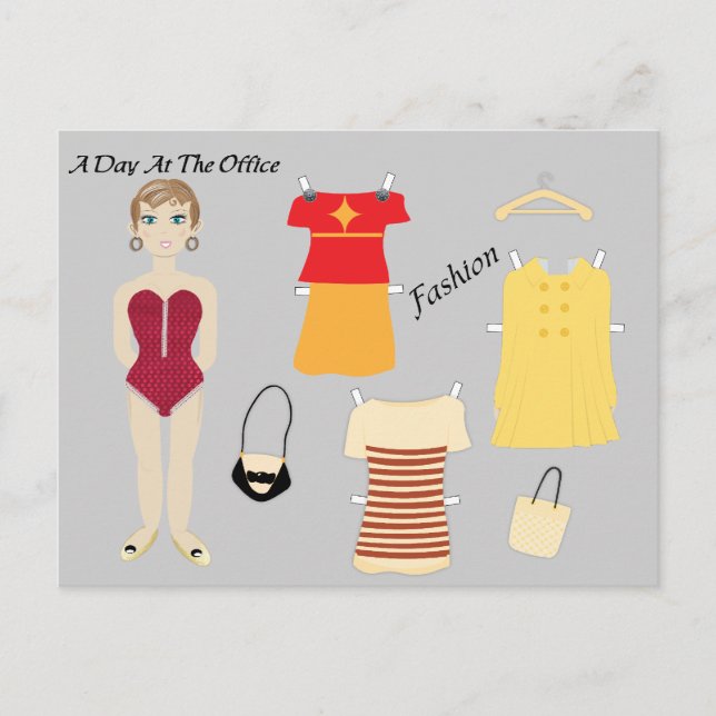 Carte postale de mode poupée papier mignonne (Devant)