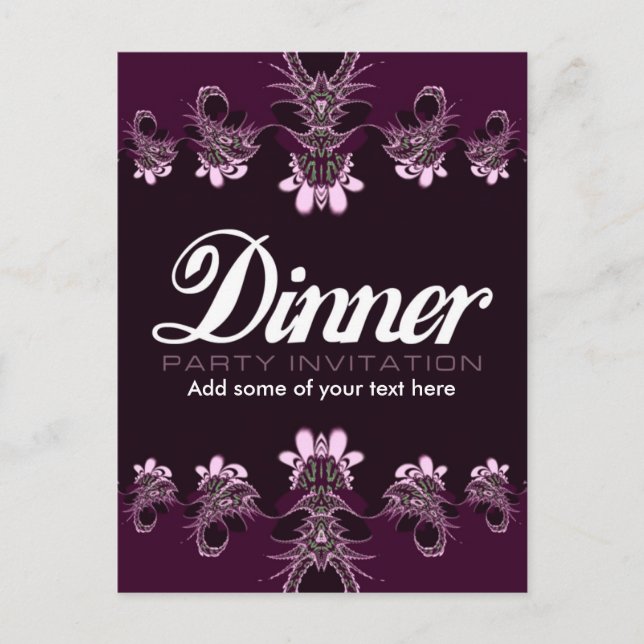 Carte postale de modèle d'invitation à un dîner (Devant)