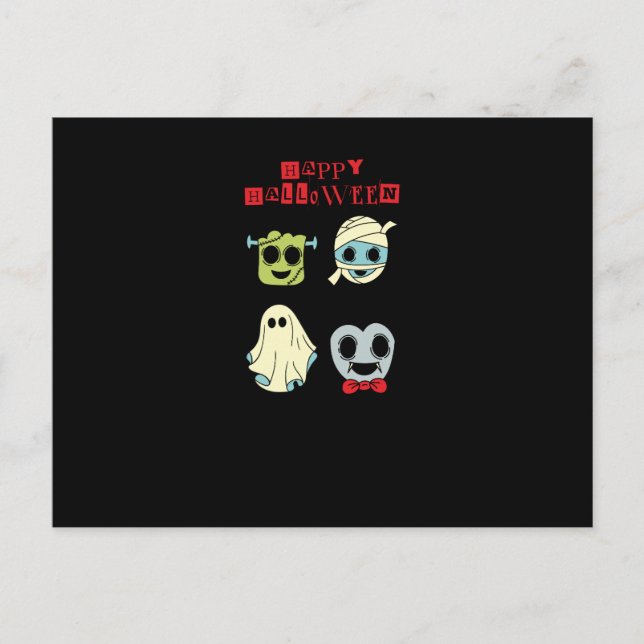 Carte postale de monstres mignons d'Halloween - Dr (Devant)