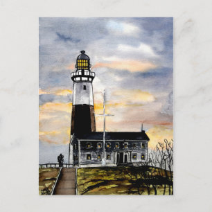 carte postale de montauk point lighthouse new york