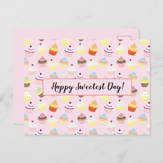Carte postale de Motif de cupcake de jour mignonne (Devant / Derrière)