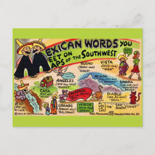 Carte postale de mots mexicains ridicules