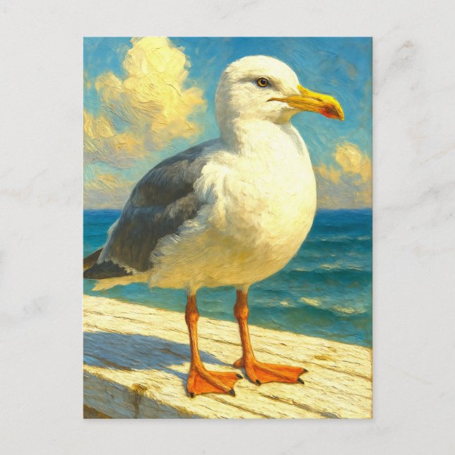 Carte postale de mouette | Art d'oiseau de plage c (Devant)
