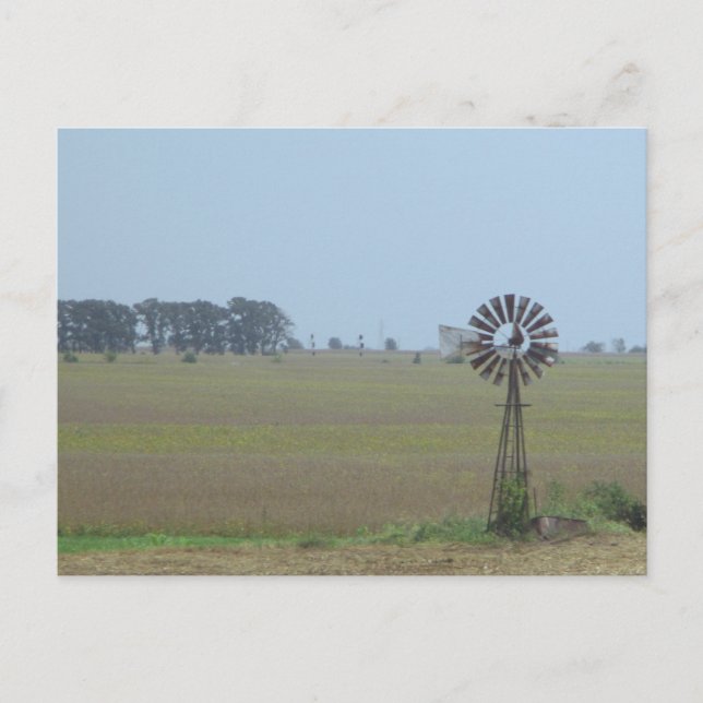 Carte postale de moulin à vent de campagne (Devant)