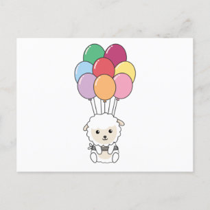 Carte postale de moutons volant avec des ballons c