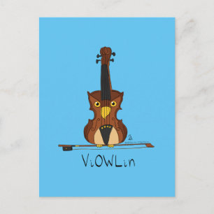 Carte postale de musique de violon de hibou ViOWLi
