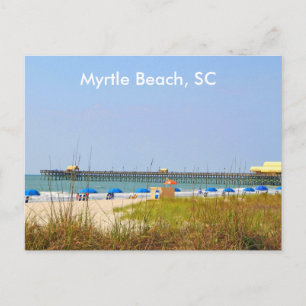Carte postale de Myrtle Beach SC, scène de plage p