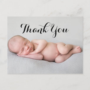 Carte postale de naissance de bébé avec remercieme