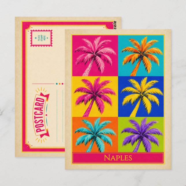 Carte postale de Naples Floride Palmier Art Pop Vi (Devant / Derrière)