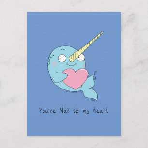 Carte postale de narval avec amour