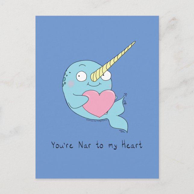 Carte postale de narval avec amour (Devant)